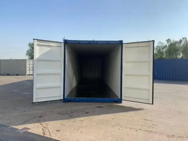 40ft-shipping-container-dry-van-blue-new-front-open 40ft New Shipping Containers For Sale